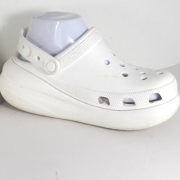 Crocs Women's Mega Crush US7 Triple White Platform Wedge Classic Clogs Sandals - Picture 7 of 16